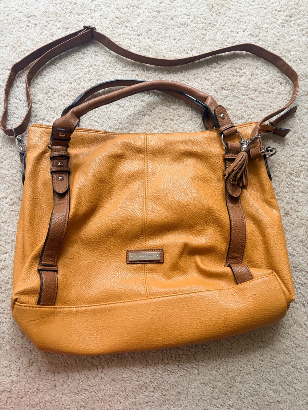 Jessica Simpson Two-Tone Mustard and Brown Shoulder Tote